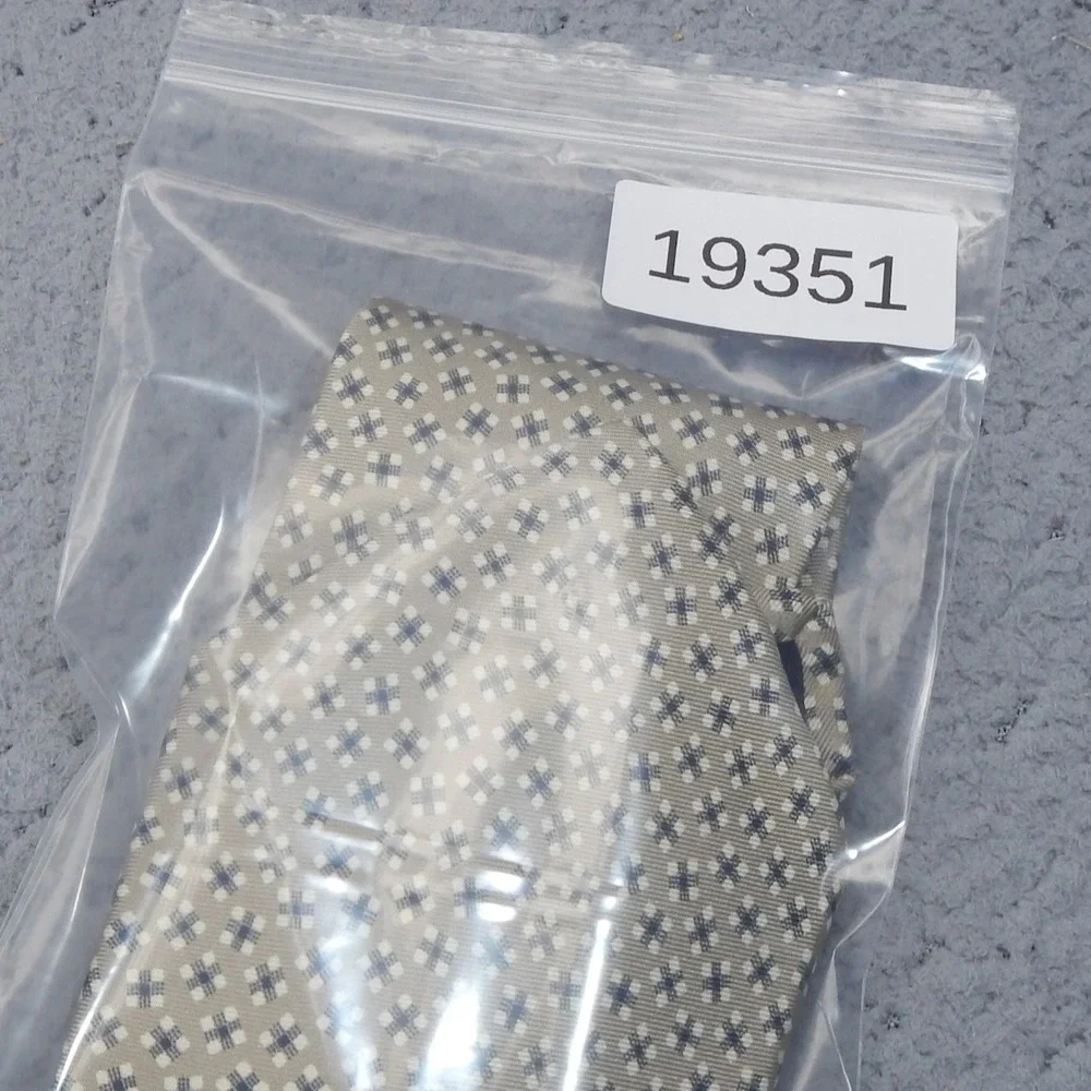 Polo Ralph Lauren Tie Beige Geometric Foulard Silk Necktie Classic Hand Finished